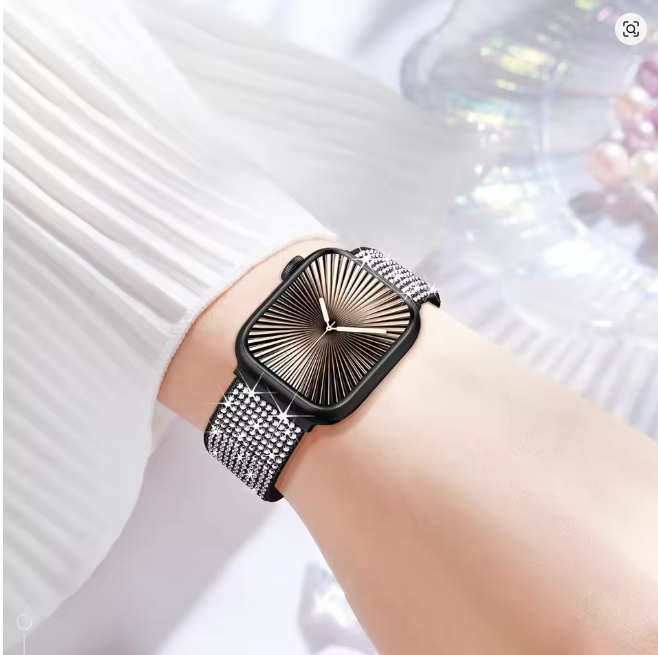 Nylon-Magnetarmband mit Glitzersteinen für Apple Watch verschiedene Farben