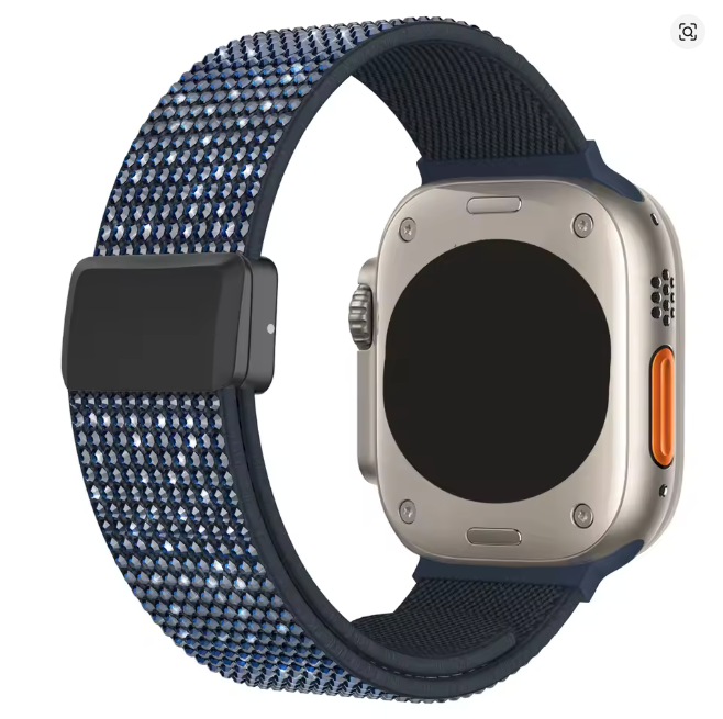 Nylon-Magnetarmband mit Glitzersteinen für Apple Watch verschiedene Farben
