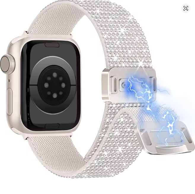 Nylon-Magnetarmband mit Glitzersteinen für Apple Watch verschiedene Farben