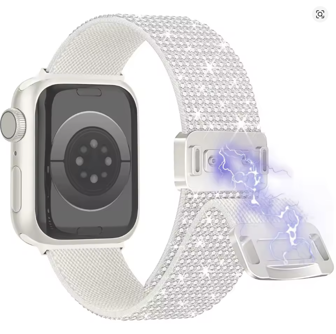 Nylon-Magnetarmband mit Glitzersteinen für Apple Watch verschiedene Farben