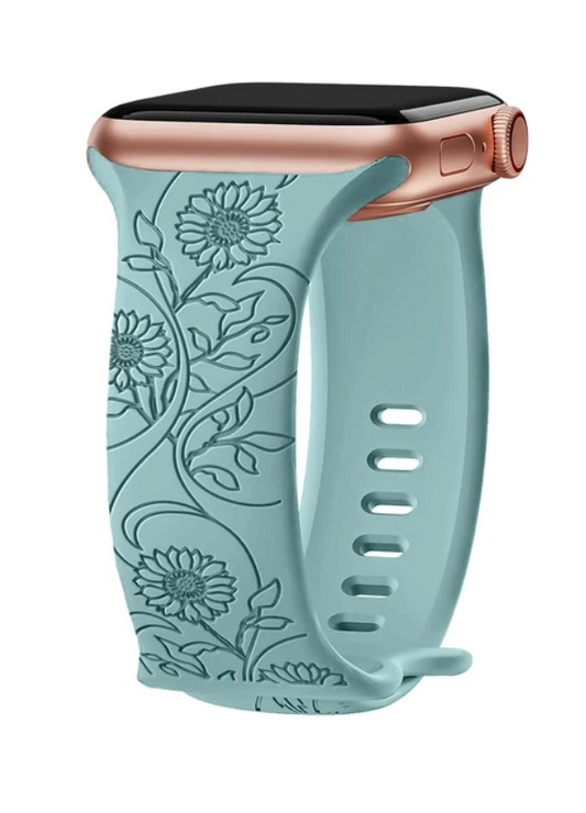 Silikon Uhrenarmband mit Blumengravur für Apple Watch